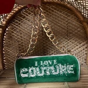 Y2K Vintage Juicy Couture Green Velour Barrel Bag